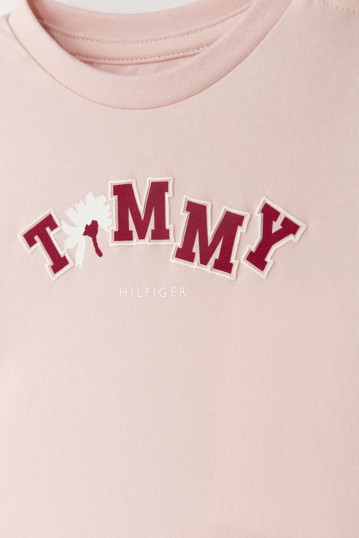 Chłopiec Tommy Hilfiger Longsleeve dziecięcy bawełniany z elastanem KN0KN02330.9BY2 różowy