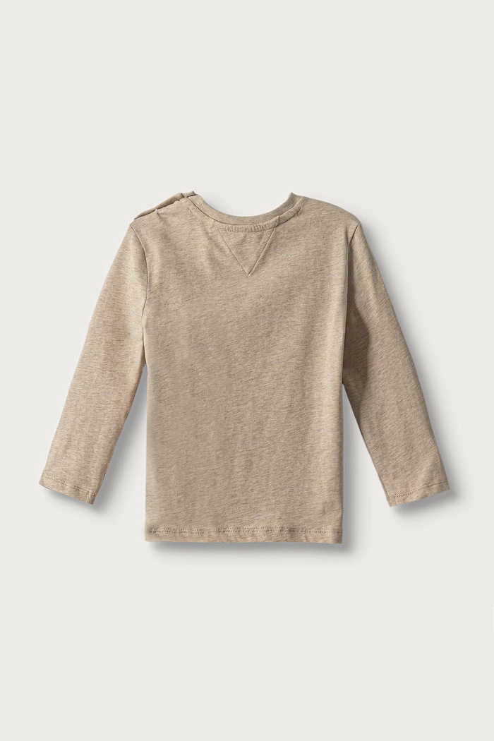 Tommy Hilfiger Longsleeve dziecięcy bawełniany z elastanem KN0KN02330.9BY2 beżowy AW26