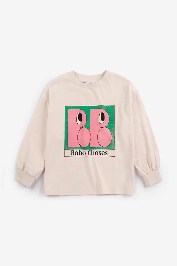 Bobo Choses longsleeve dziecięcy bawełniany 226AC017 beżowy AW26
