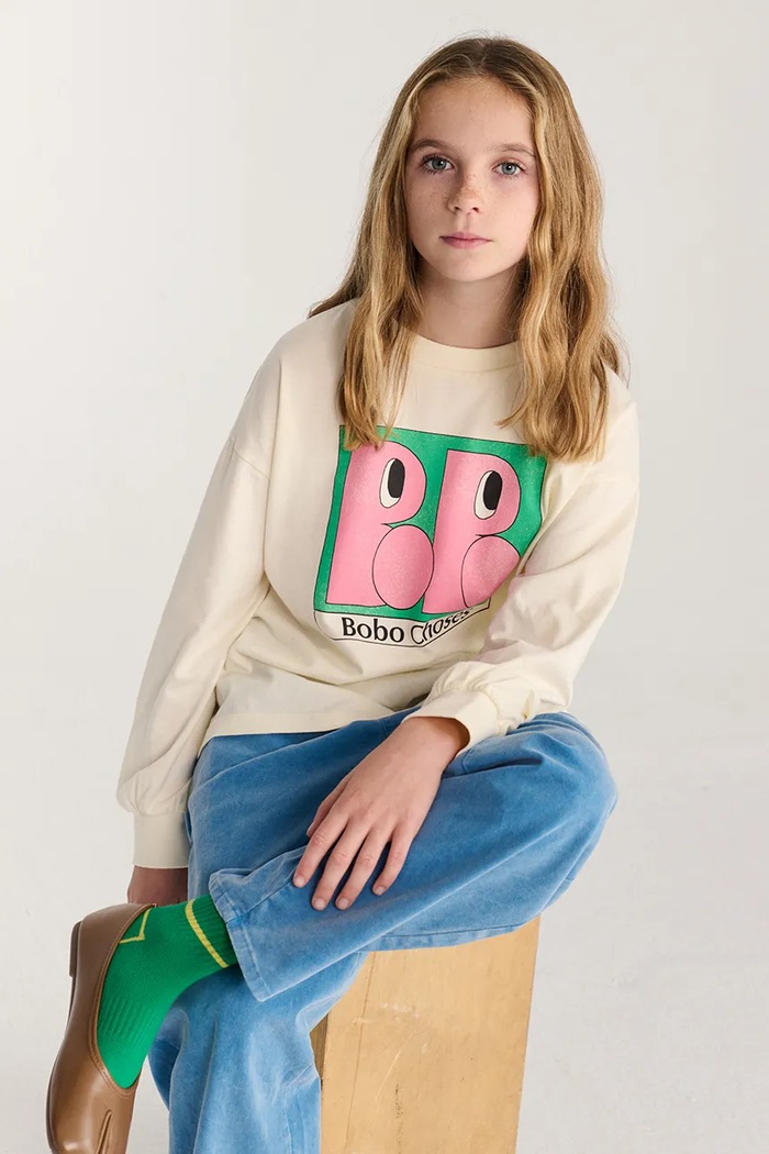 Bobo Choses longsleeve dziecięcy bawełniany beżowy 226AC017