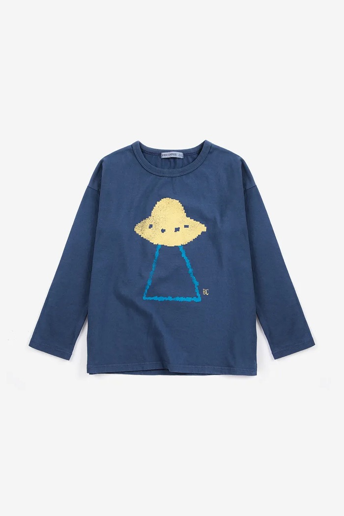 Bobo Choses Tričko s dlhým rukávom detské bavlnené Pixel Abduction 226AC013 tmavomodrá AW26