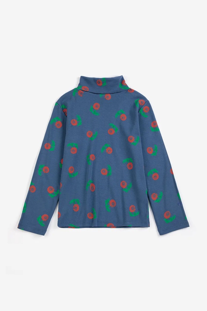 Bobo Choses Tričko s dlhým rukávom detské bavlnené s elastanom Stamp Bloom 226AC021 tmavomodrá AW26