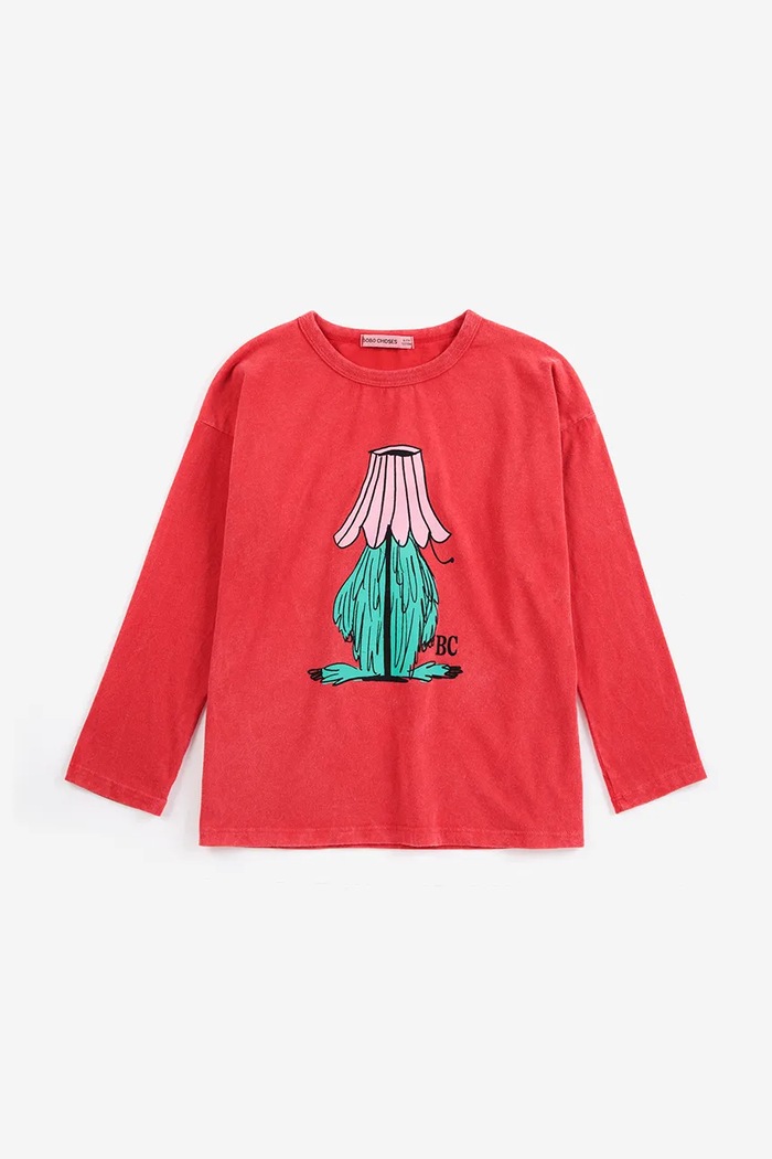 Bobo Choses a maniche lunghe per bambini in cotone Hidden Monster 226AC014 rosso AW26