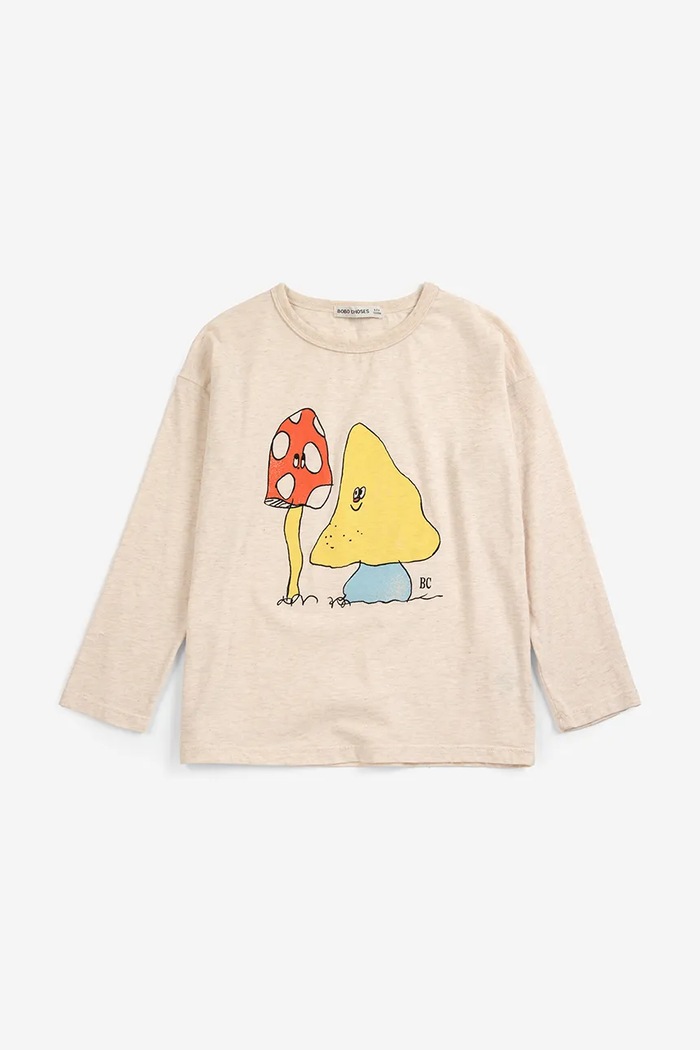 Bobo Choses Μακρυμάνικο παιδικό βαμβακερό Mush Monster 226AC012 μπεζ AW26
