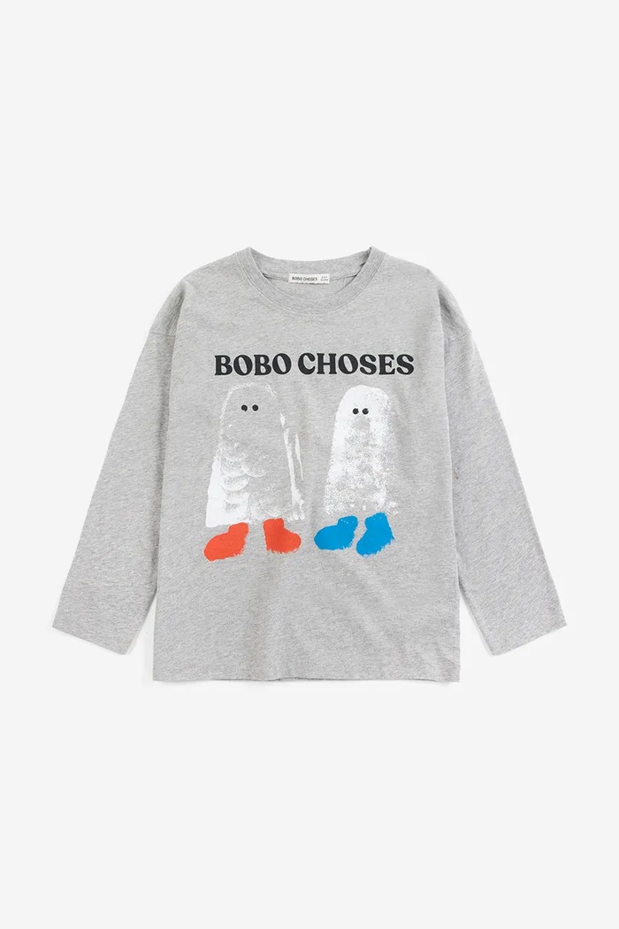 Bobo Choses majica dugih rukava za djecu od pamuka Booty Ghosts 226AC010 siva AW26