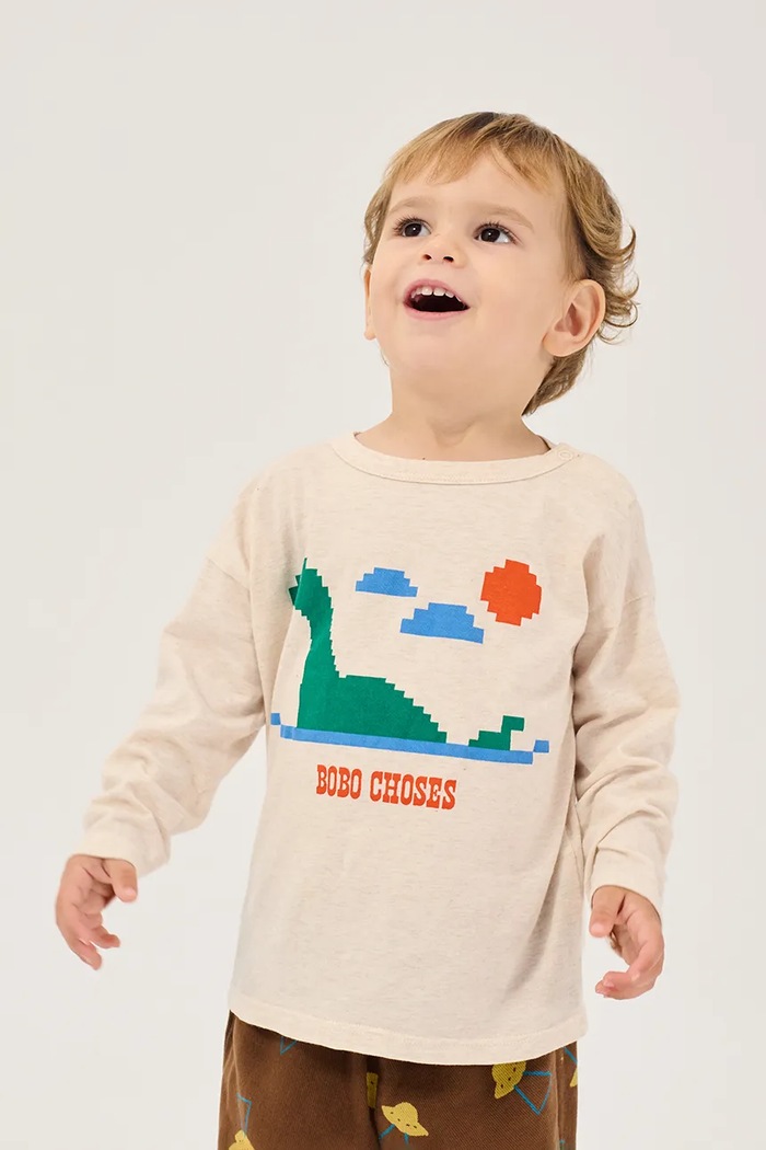 Bobo Choses Tričko s dlhým rukávom detské bavlnené Lake Monster béžová 226AB045