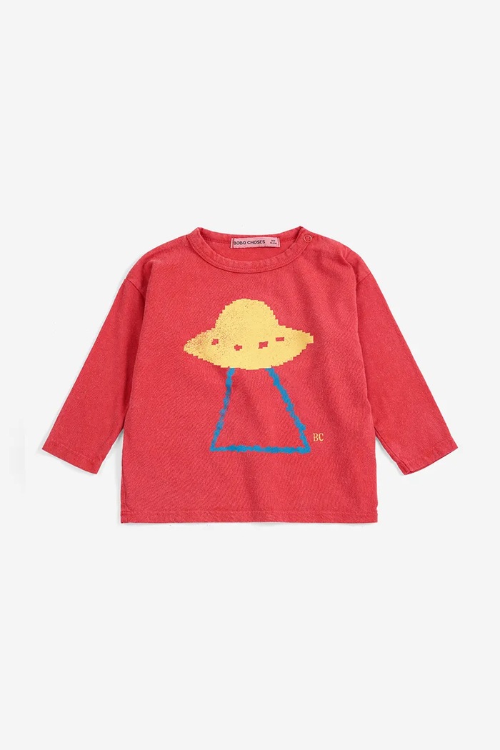 Bobo Choses Tričko s dlhým rukávom detské bavlnené Pixel Abduction 226AB044 červená AW26