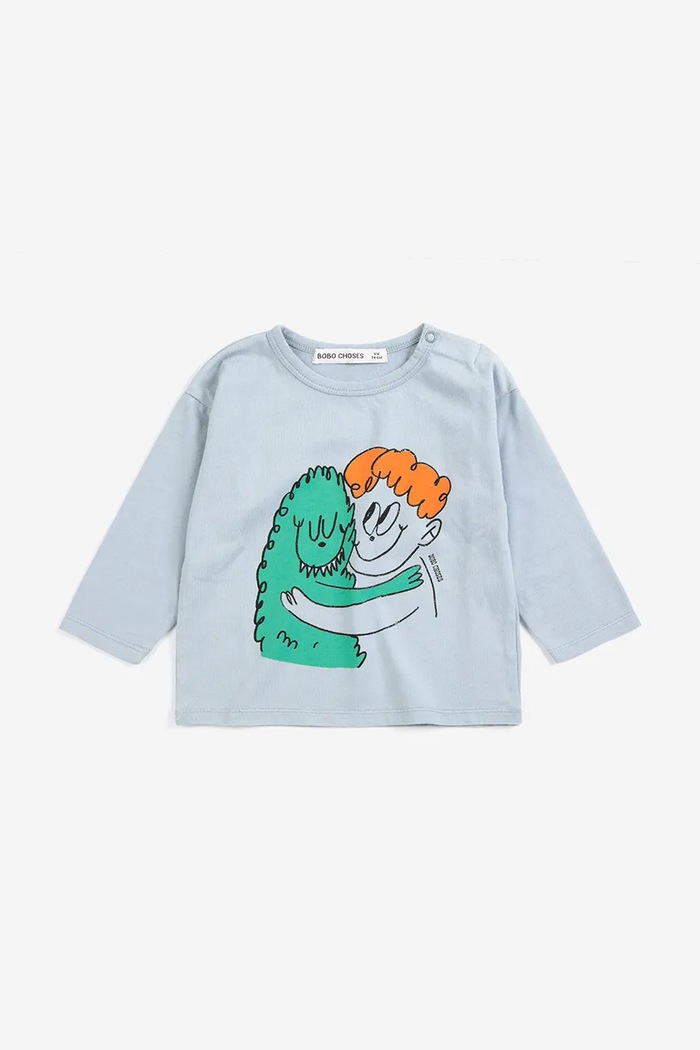 Bobo Choses majica dugih rukava za bebe od pamuka Hug Hairy Monster 226AB040 plava AW26
