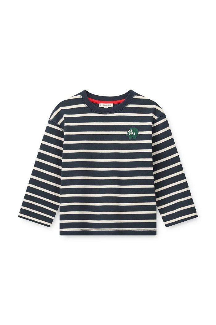 Liewood Longsleeve dziecięcy bawełniany Tyler Stripe LS T-shirt LW20354.9BY2 granatowy AW26