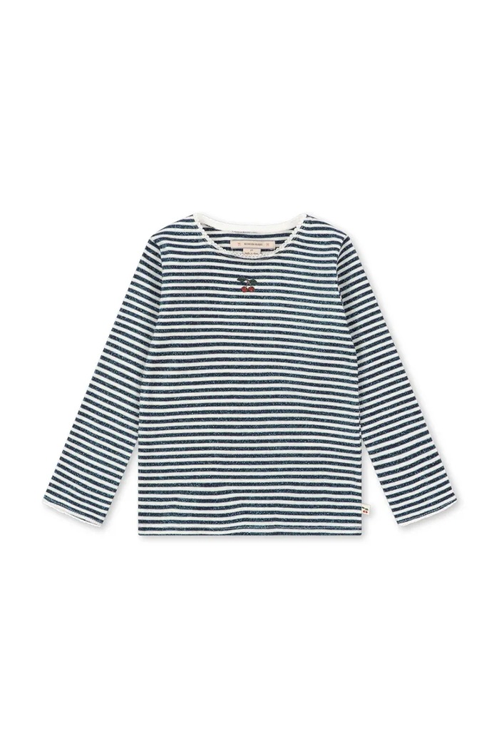 Konges Sløjd Longsleeve dziecięcy z bawełną ROLI STRIPE BLOUSE OCS niebieski KS107376.9BY2