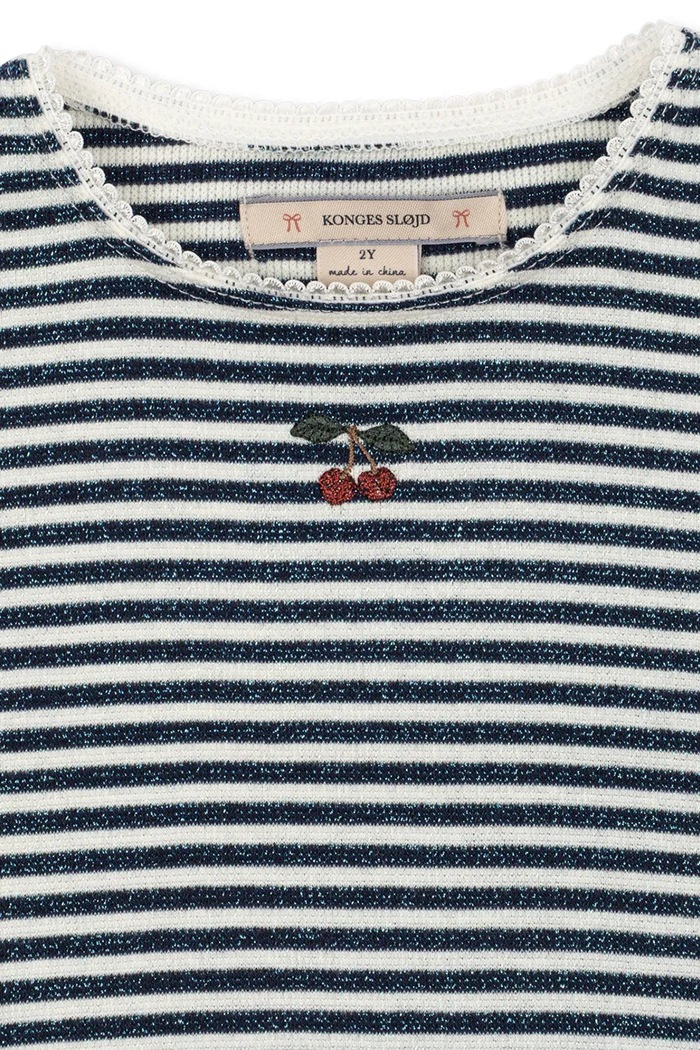 Chłopiec Konges Sløjd Longsleeve dziecięcy z bawełną ROLI STRIPE BLOUSE OCS KS107376.9BY2 niebieski