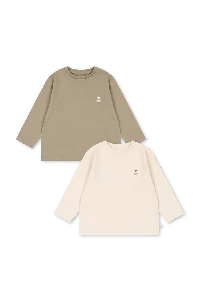 Konges Sløjd tričko s dlhým rukávom detské bavlnené 2 PACK LIN LS TEE GOTS 2-pak zelená KS105846.9BY2