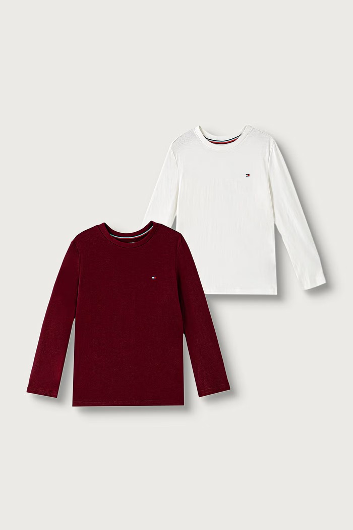 Tommy Hilfiger Longsleeve dziecięcy bawełniany 2-pack bordowy UK0UK00077.9BY2