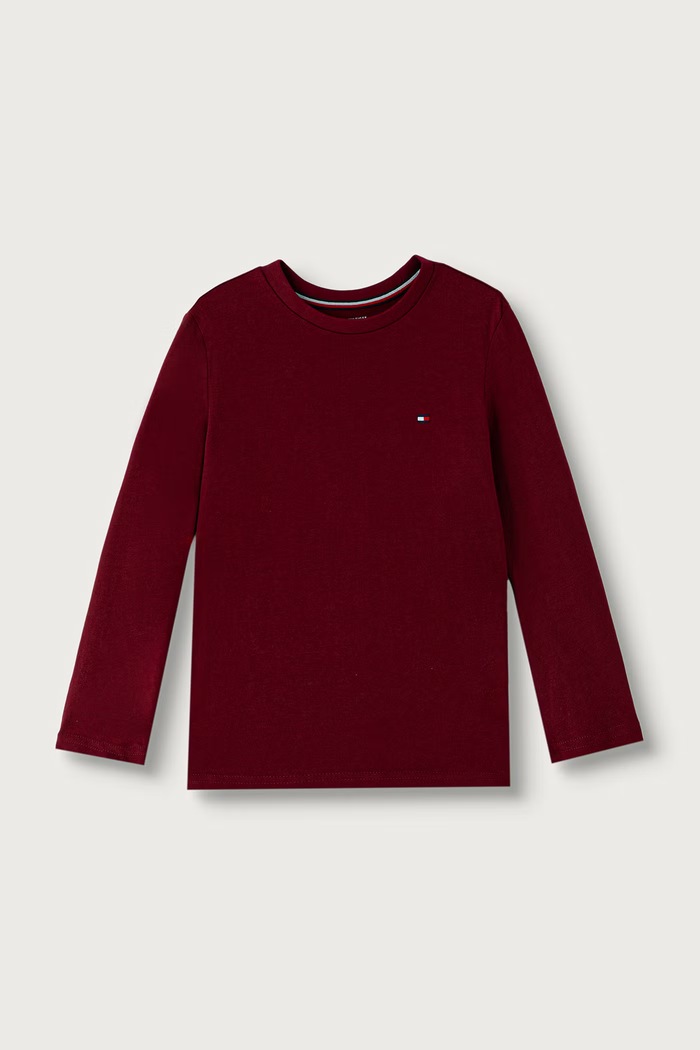 Tommy Hilfiger Longsleeve dziecięcy bawełniany 2-pack UK0UK00077.9BY2 bordowy AW26
