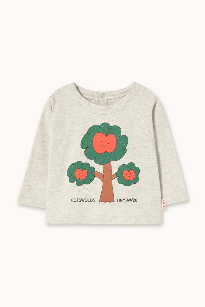 Tinycottons tričko s dlouhým rukávem dětské bavlněné TREE GRAPHIC BABY TEE béžová AW26.404