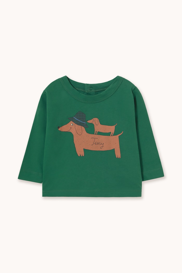 Tinycottons Longsleeve niemowlęcy bawełniany TWO DOGS GRAPHIC BABY TEE zielony AW26.484