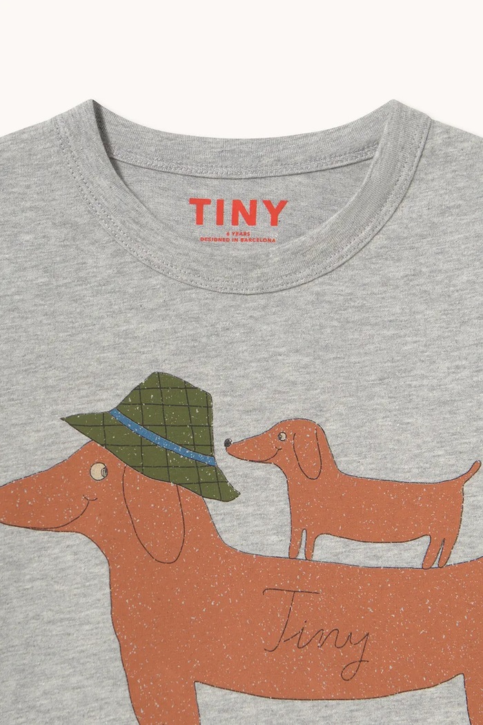 CHLAPEC Tinycottons tričko s dlouhým rukávem dětské bavlněné TWO DOGS GRAPHIC SLEEVE TEE AW26.418 šedá