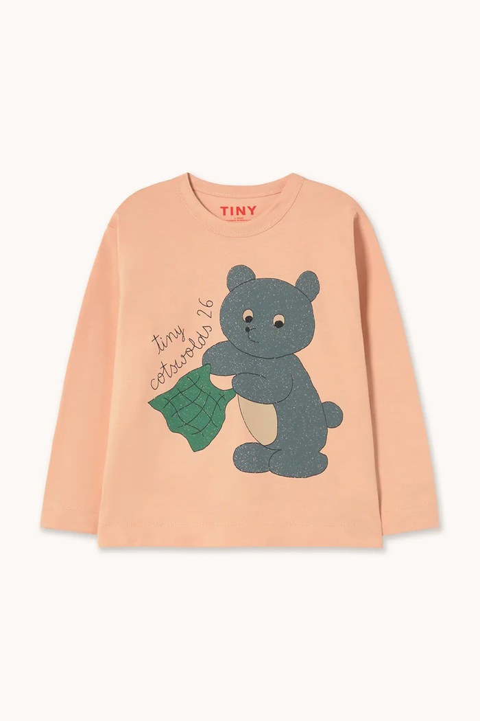 Tinycottons tričko s dlouhým rukávem dětské bavlněné BEAR GRAPHIC SLEEVE TEE béžová AW26.417