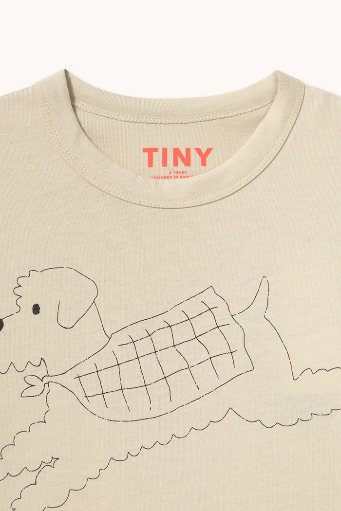 CHLAPEC Tinycottons tričko s dlouhým rukávem dětské bavlněné JUMP DOG GRAPHIC SLEEVE TEE AW26.412 béžová