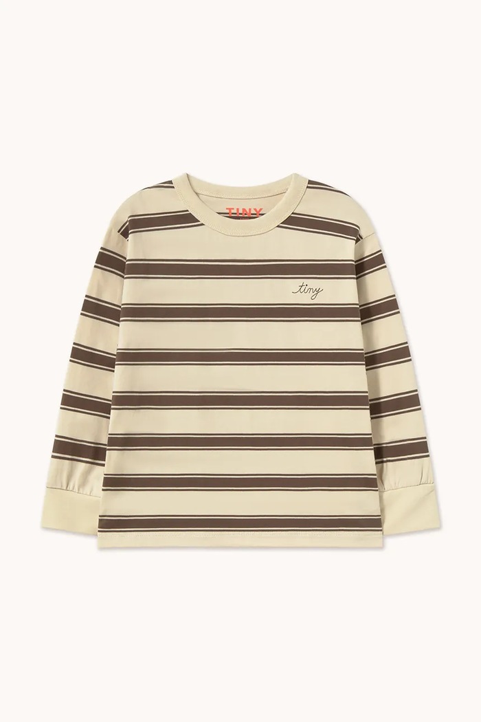 Tinycottons tričko s dlouhým rukávem dětské bavlněné RETRO STRIPES SLEEVE TEE béžová AW26.368
