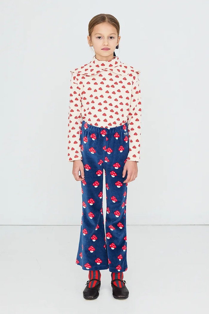 Tinycottons tričko s dlouhým rukávem dětské bavlněné s elastanem MINI MUSHROOMS MOCKNECK béžová AW26.290