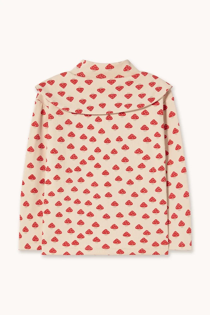 CHLAPEC Tinycottons tričko s dlouhým rukávem dětské bavlněné s elastanem MINI MUSHROOMS MOCKNECK AW26.290 béžová