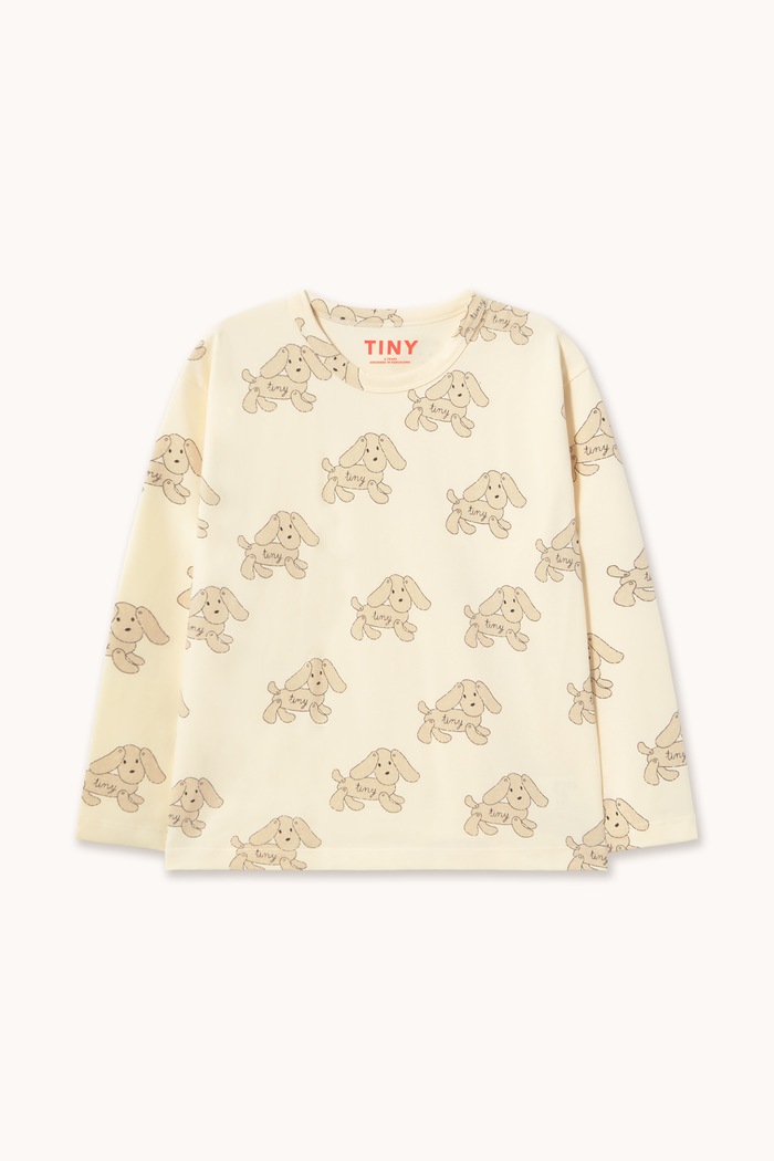 Tinycottons Longsleeve dziecięcy bawełniany z elastanem DOGS TEE AW26.297 beżowy AW26