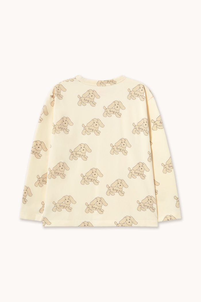 Chłopiec Tinycottons Longsleeve dziecięcy bawełniany z elastanem DOGS TEE AW26.297 beżowy
