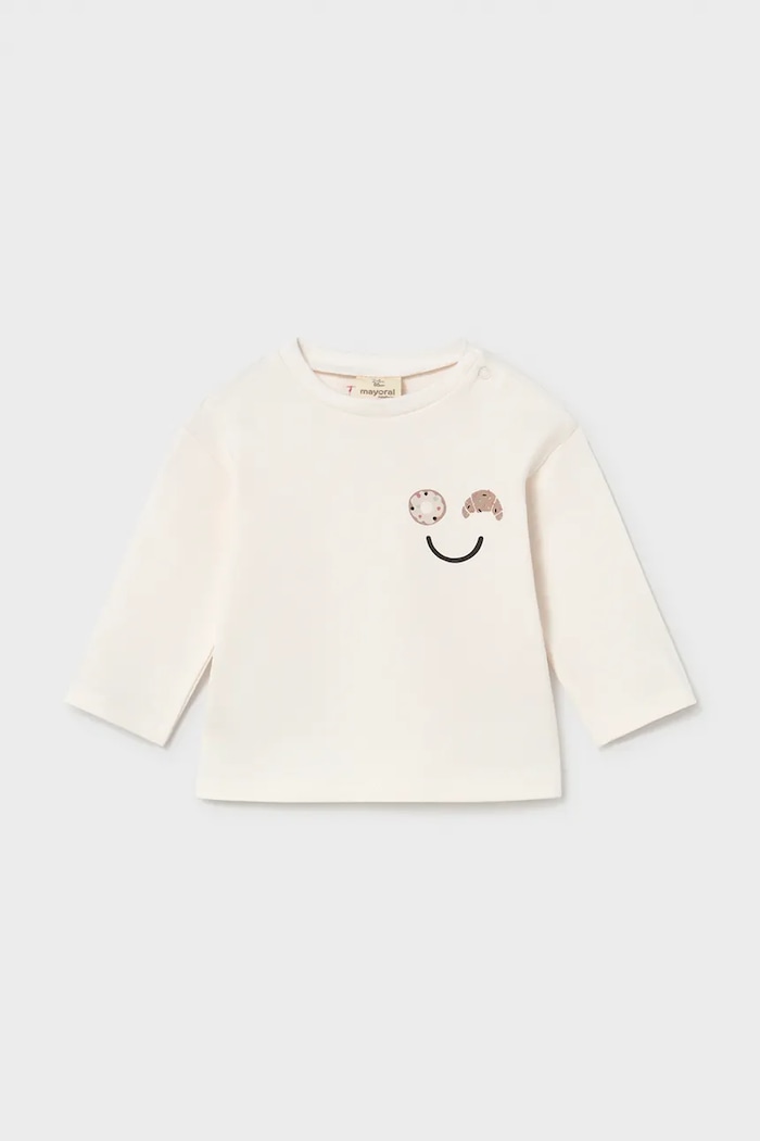 Mayoral Newborn блуза с дълги ръкави за бебе с памук бежов 2084.2A.Newborn.9BY2