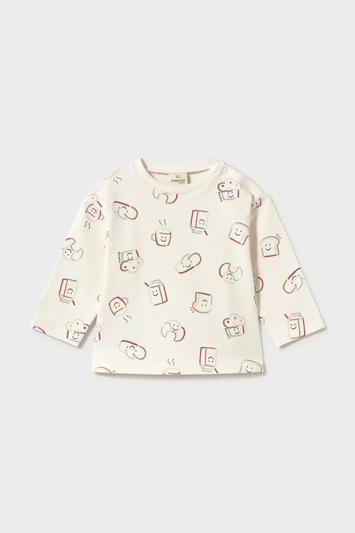 Mayoral Newborn блуза с дълги ръкави за бебе с памук 2084.2A.Newborn.9BY2 бежов AW26