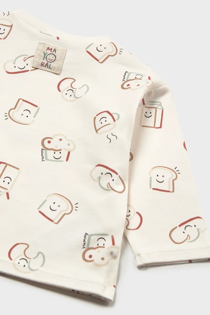 Mayoral Newborn блуза с дълги ръкави за бебе с памук бежов 2084.2A.Newborn.9BY2