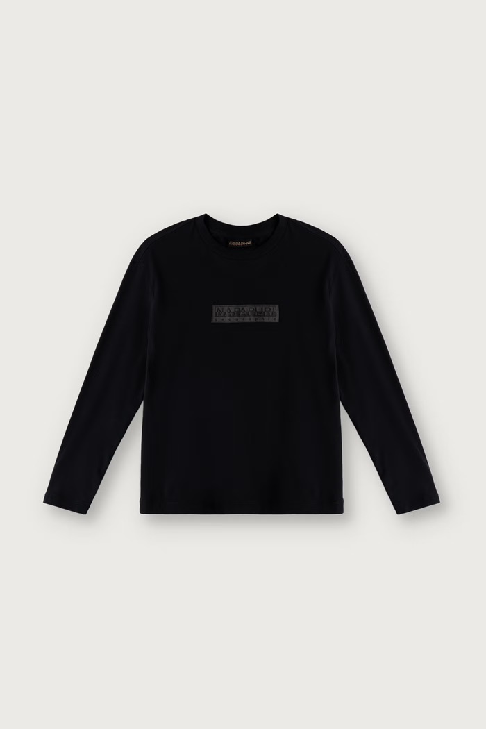 Napapijri Longsleeve dziecięcy bawełniany S-NEW BOX LOGO LS czarny NP0A8B3N9411.122.128