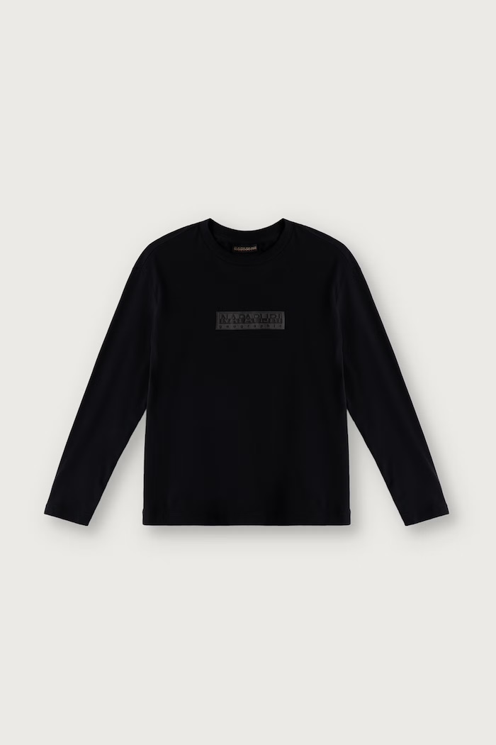 Napapijri Longsleeve dziecięcy bawełniany S-NEW BOX LOGO LS czarny NP0A8B3N9411.122.128
