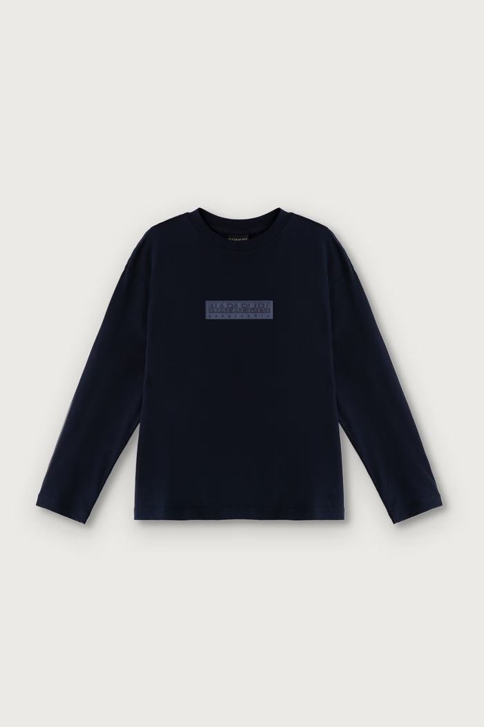 Napapijri Longsleeve dziecięcy bawełniany S-NEW BOX LOGO LS granatowy NP0A8B3N1761.122.128