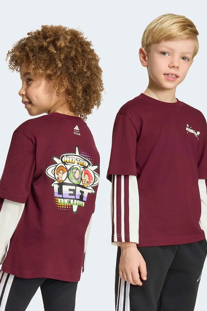 Хлопчик adidas лонгслів дитячий бавовняний PIXAR TOY STORY KG6133 бордо