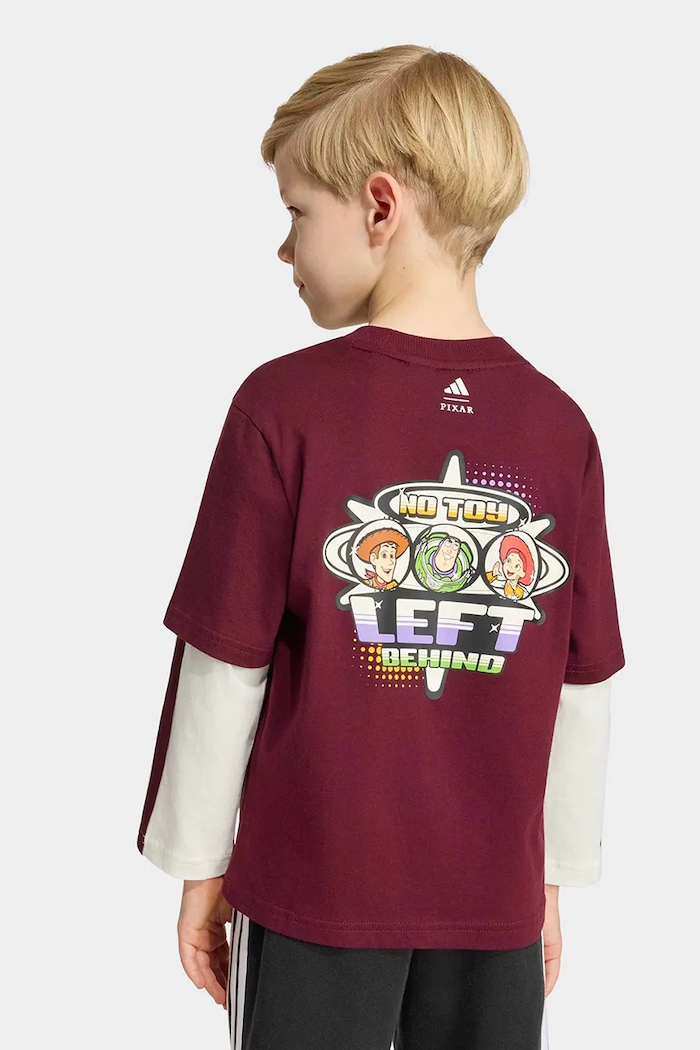 adidas лонгслів дитячий бавовняний PIXAR TOY STORY KG6133 бордо