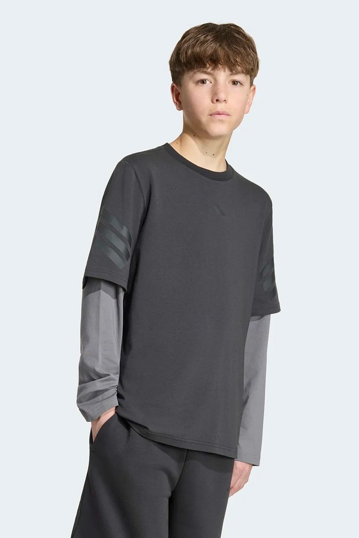 adidas longsleeve dziecięcy bawełniany z elastanem czarny KR3652