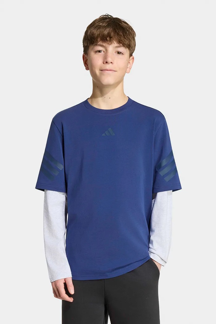 adidas tričko s dlhým rukávom detské bavlnené s elastanom modrá KR3651