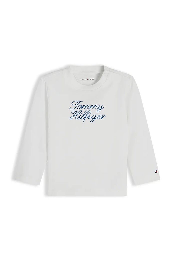 Tommy Hilfiger longsleeve niemowlęcy z bawełną biały KN0KN02296.9BY2