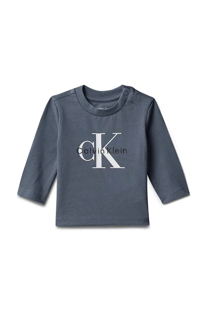 Calvin Klein Jeans longsleeve pentru copii, cu bumbac albastru LV1CKTJA49.9BY2
