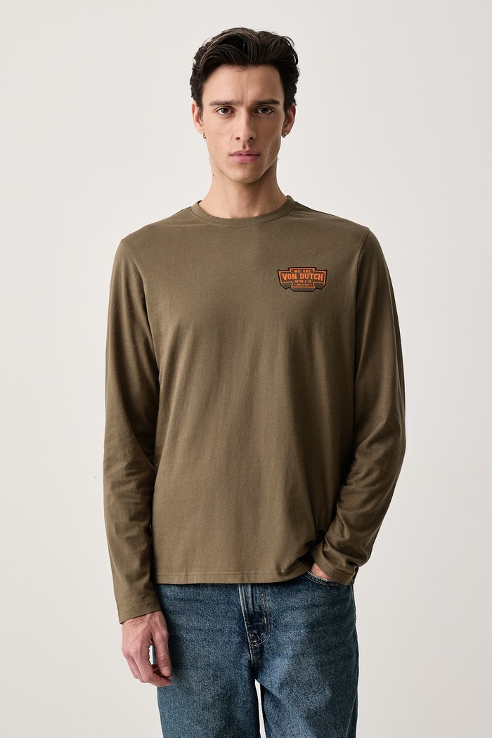 Odzież Von Dutch Longsleeve męski bawełniany VD.1.TRL.FLYNN zielony