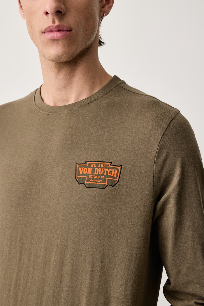 Longsleeve męski bawełniany Von Dutch VD.1.TRL.FLYNN zielony