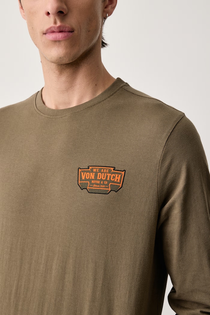 Longsleeve męski bawełniany Von Dutch VD.1.TRL.FLYNN zielony