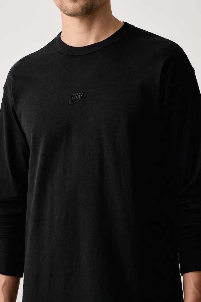 A maniche lunghe da uomo in cotone Premium Essentials Nike Sportswear IH1127.010 nero