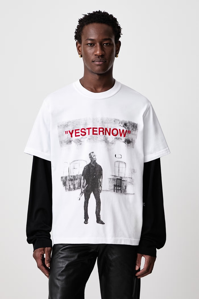 Off-White Yesternow лонгслив для мужчин из хлопка белый 44MAB09RW26J003100
