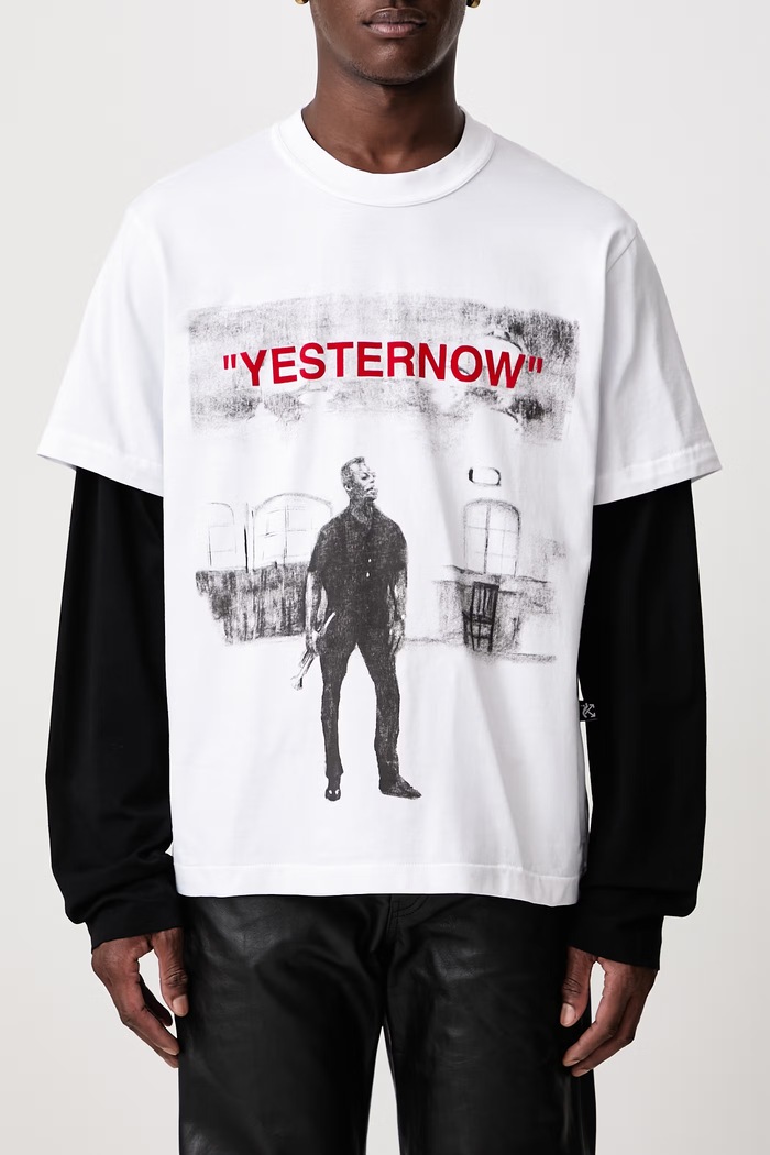 Yesternow лонгслив для мужчин из хлопка Off-White белый 44MAB09RW26J003100