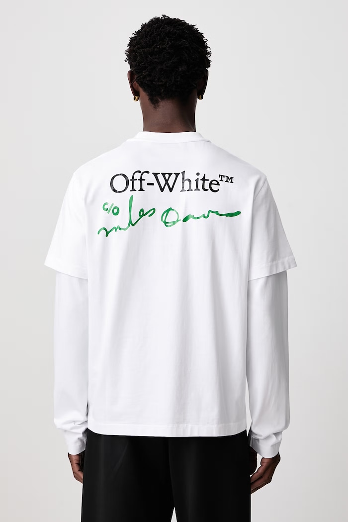 Off-White League лонгслив для мужчин из хлопка белый 44MAB09RW26J001100