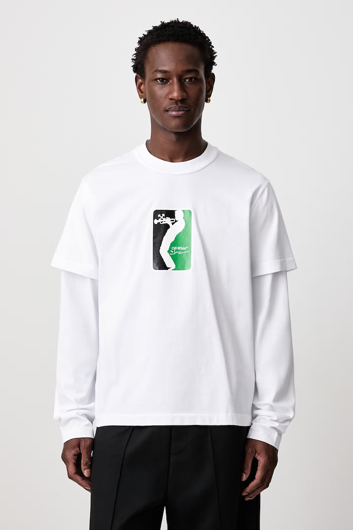 Одежда Off-White League лонгслив для мужчин из хлопка 44MAB09RW26J001100 белый