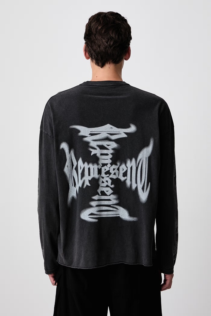 Odzież Represent Longsleeve męski z bawełną MLM3811 czarny