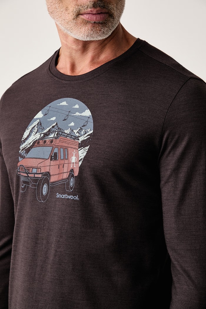 Longsleeve męski z wełną merino Smartwool SW003170P851 brązowy